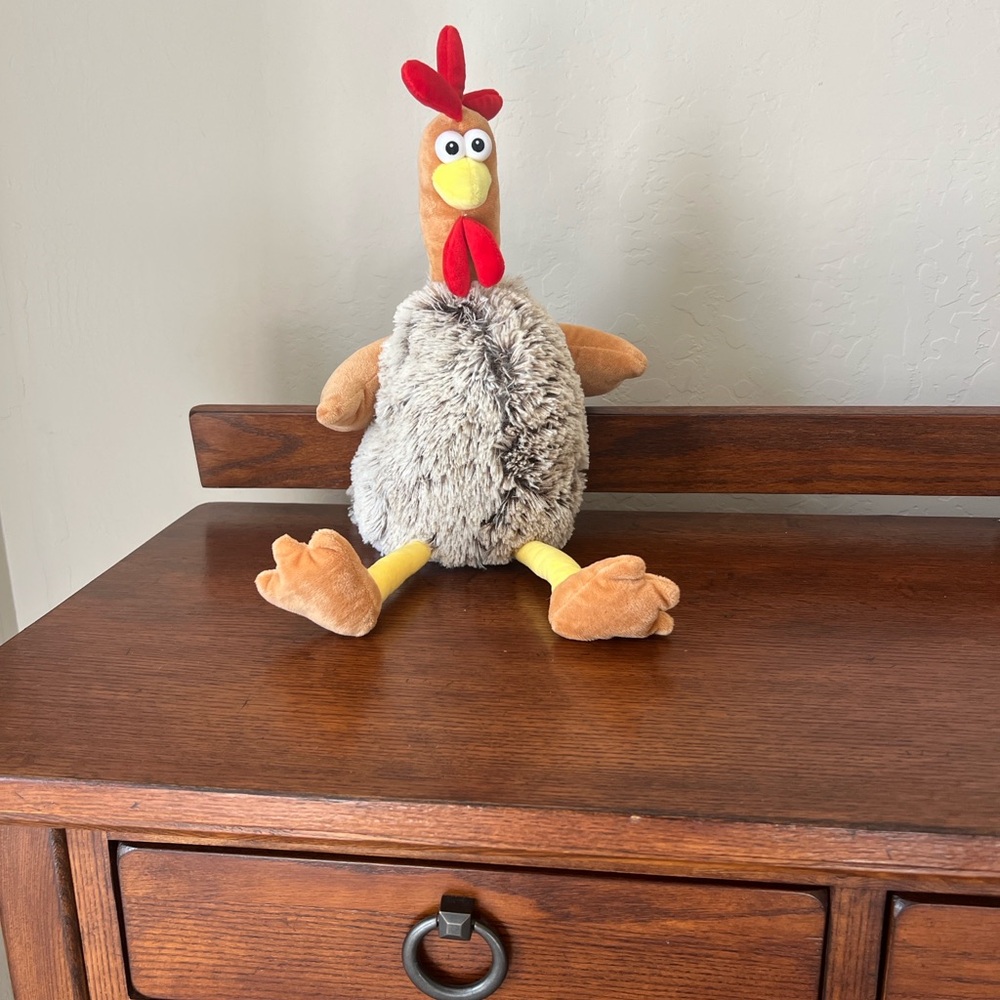 Plush Rooster Driver Head Cover with Red and Gray Accents